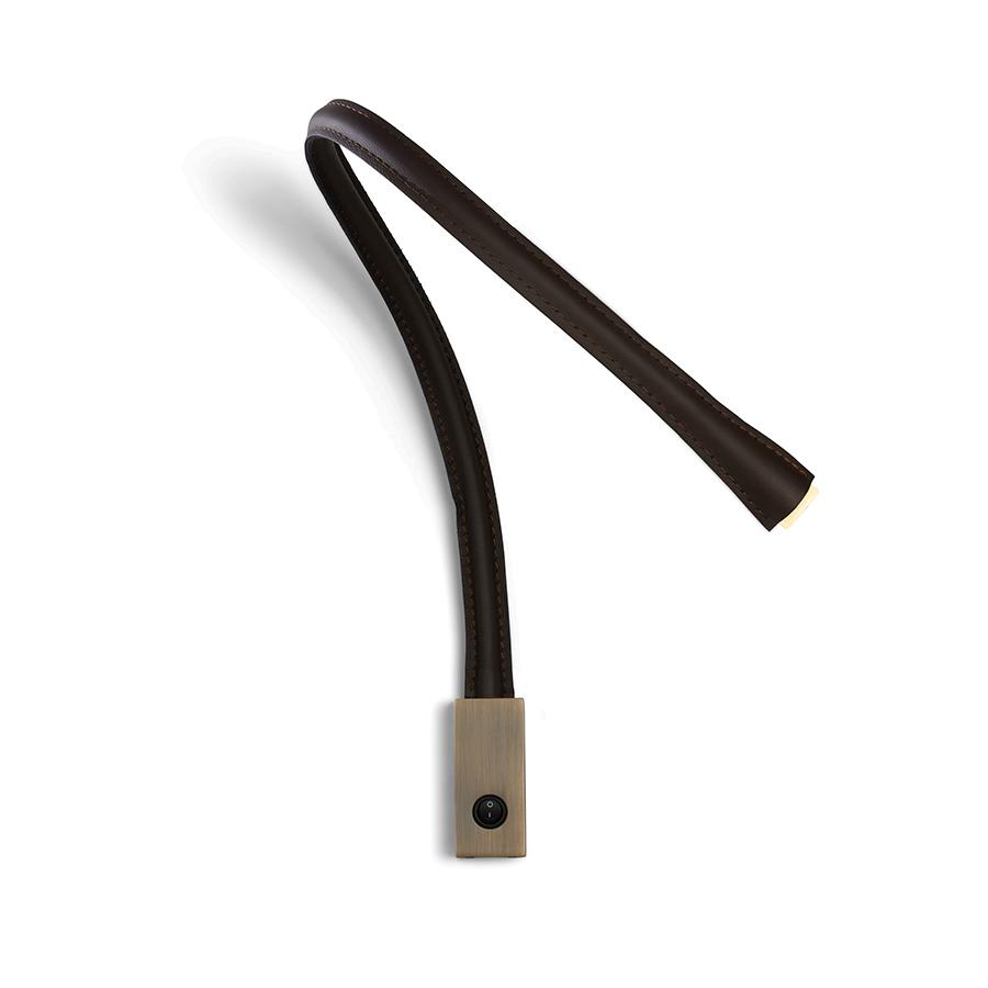 CONTARDI lampe murale applique FLEXILED en cuir avec interrupteur (marron tête de maure, bras 90 cm 