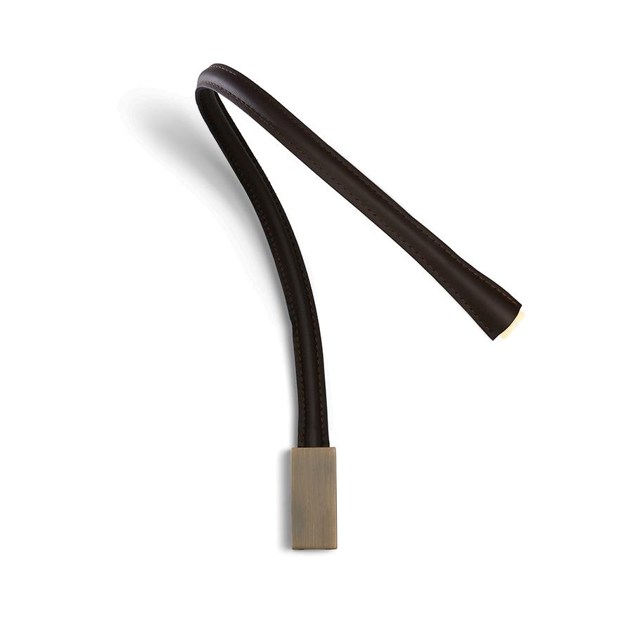 CONTARDI lampe murale applique FLEXILED en cuir sans interrupteur (marron tête de maure, bras 90 cm 