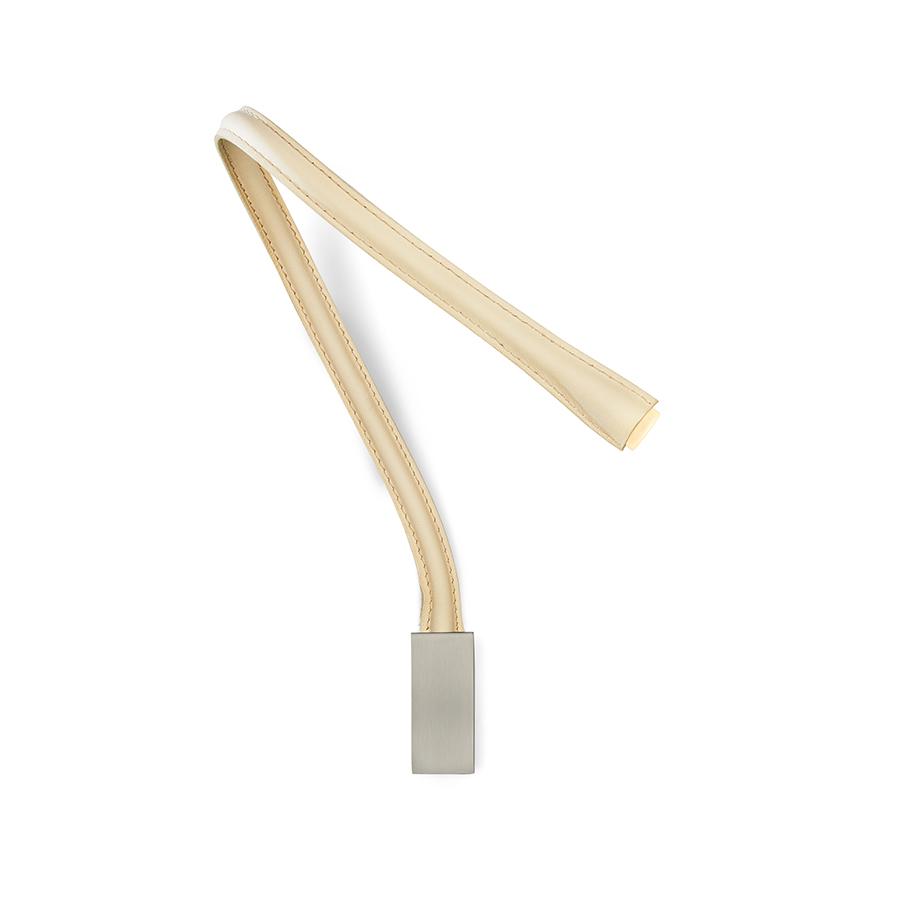 CONTARDI lampe murale applique FLEXILED en cuir sans interrupteur (Ivoire, bras 90 cm - Cuir et nick