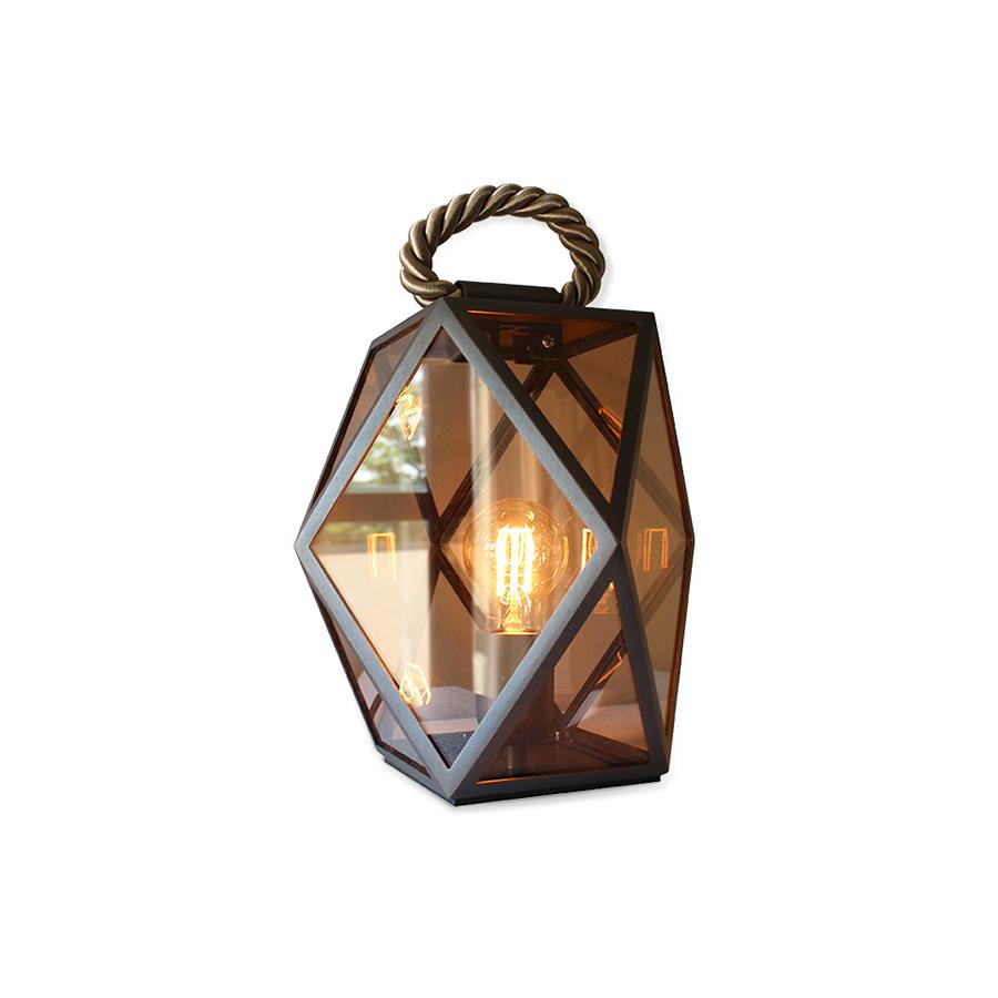 CONTARDI lampe de table / lampadaire MUSE LANTERN (Small - acrylique, bronze brossé et tissu)