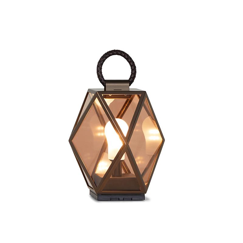 CONTARDI lampadaire MUSE LANTERN BATTERY OUTDOOR pour extérieur (Small - acrylique, métal et Cuir)