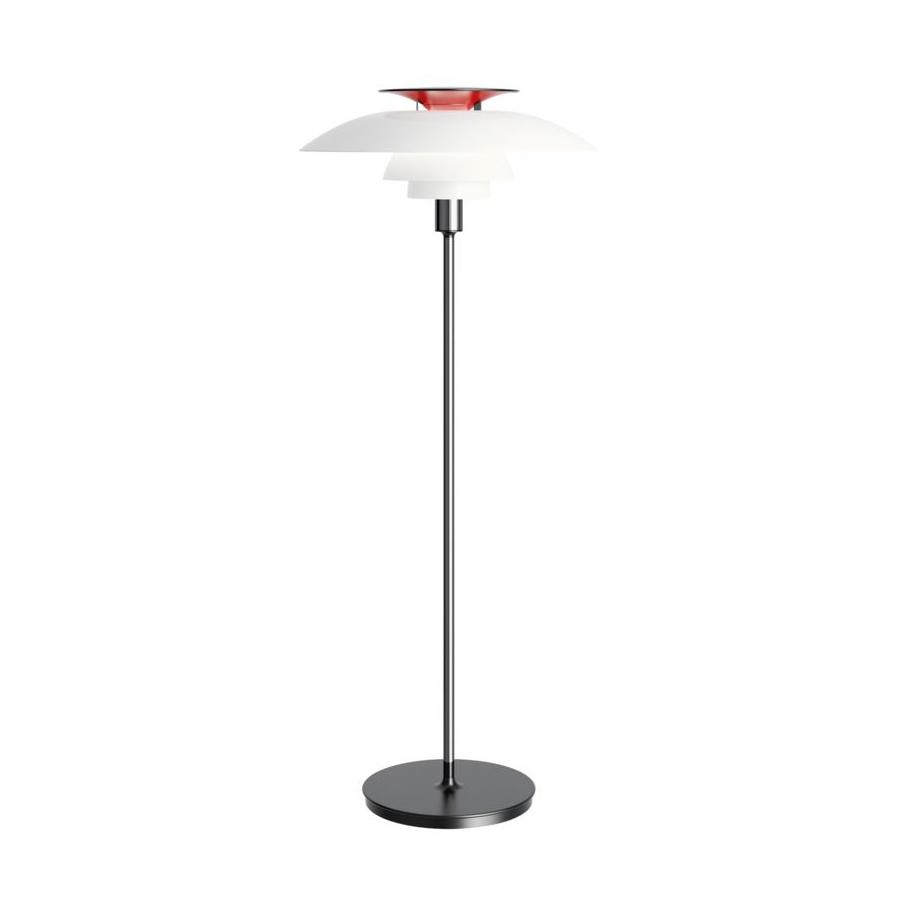 LOUIS POULSEN lampadaire PH 80 (Chrome extra brillant, ON/OFF - Acrylique opale, polycarbonate et ac