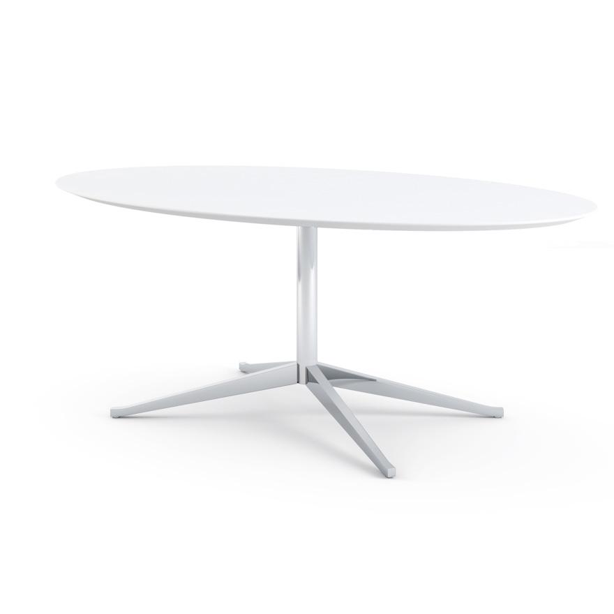 KNOLL table ovale FLORENCE KNOLL 198 x 121 cm (Blanc - Stratifié et acier chromé)