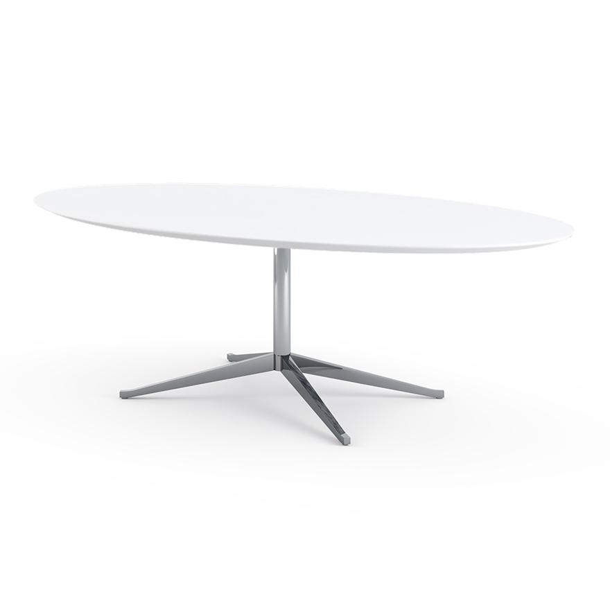 KNOLL table ovale FLORENCE KNOLL 244 x 137 cm (Blanc - Stratifié et acier chromé)