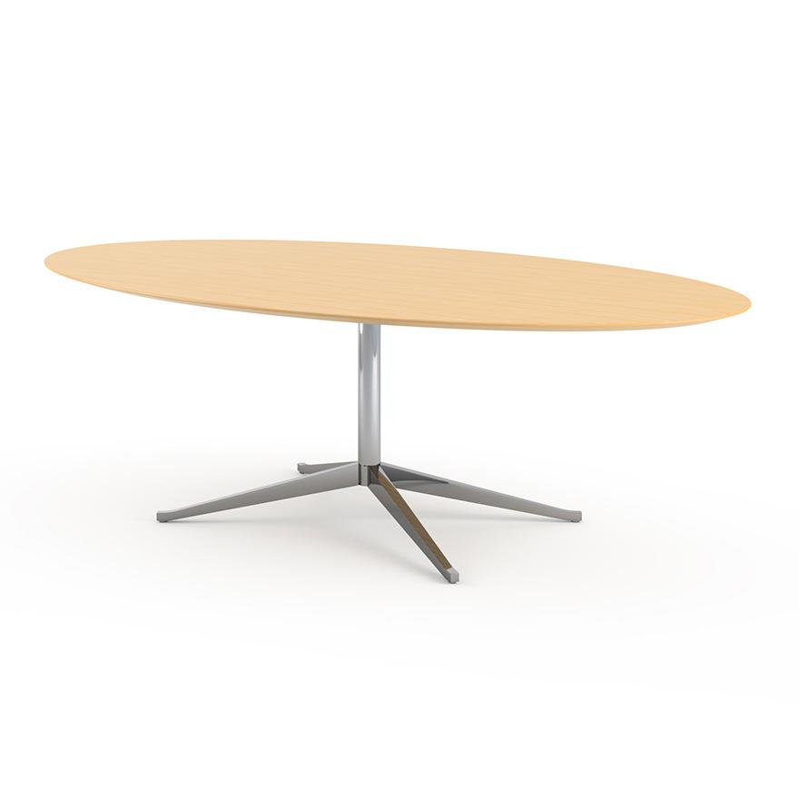 KNOLL table ovale FLORENCE KNOLL 244 x 137 cm (Chêne naturel - bois et acier chromé)