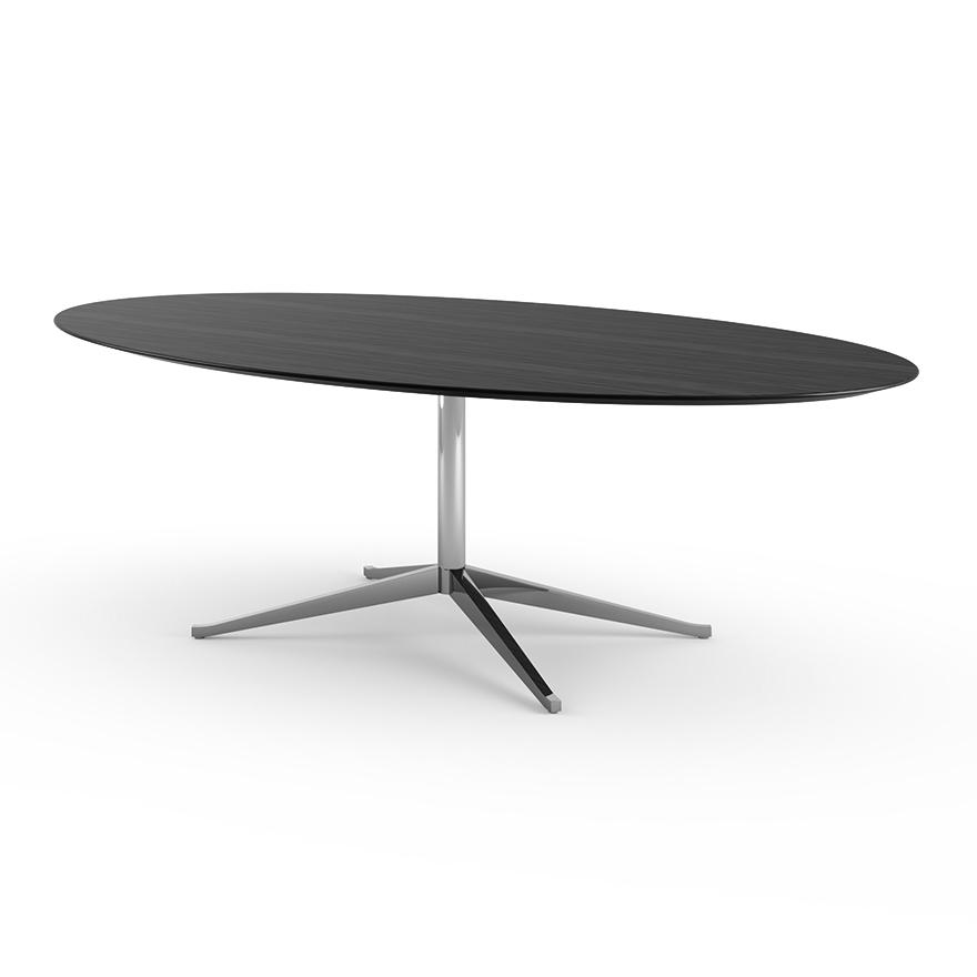 KNOLL table ovale FLORENCE KNOLL 244 x 137 cm (Chêne noirci - bois et acier chromé)
