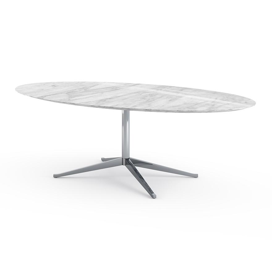 KNOLL table ovale FLORENCE KNOLL 244 x 137 cm (Statuarietto poli - Marbre et acier chromé)