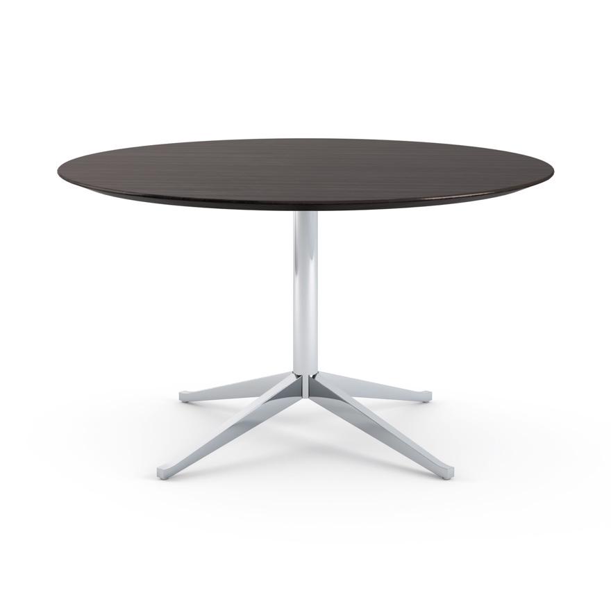 KNOLL table ronde FLORENCE KNOLL Ø 137 cm (Chêne noirci - bois et acier chromé)