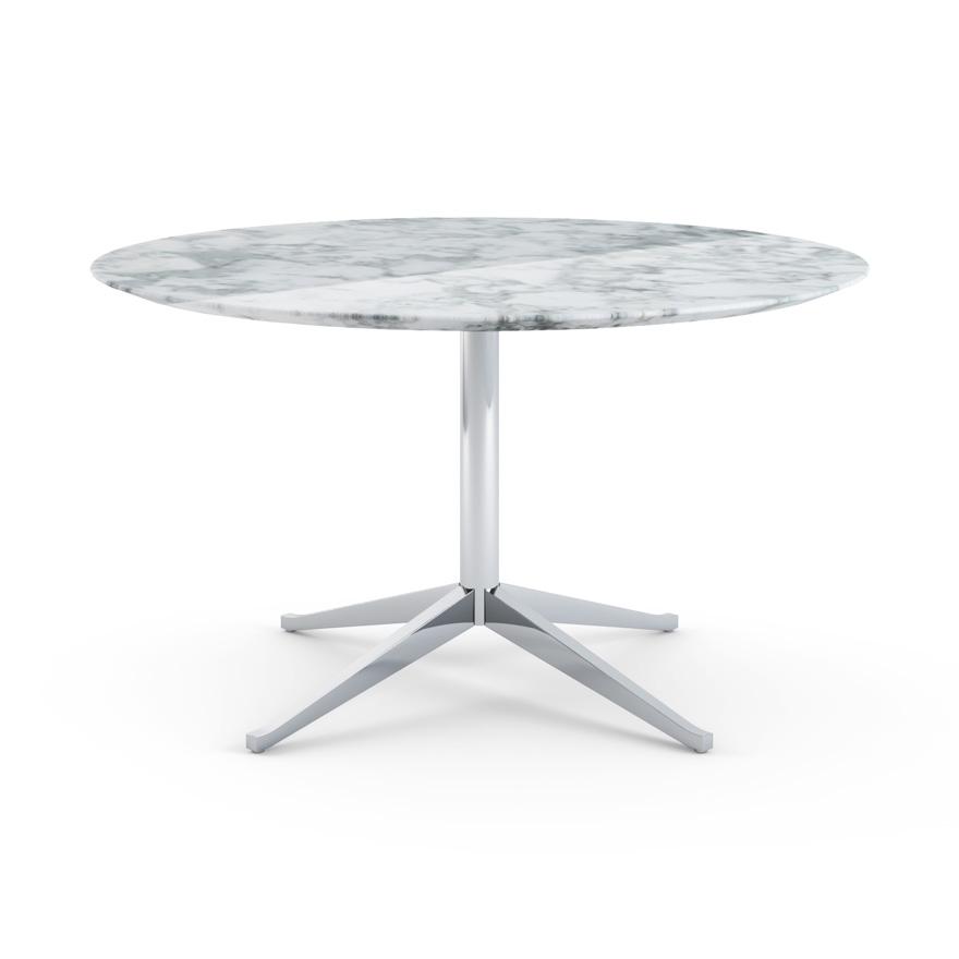 KNOLL table ronde FLORENCE KNOLL Ø 137 cm (Arabescato brillant - Marbre et acier chromé)