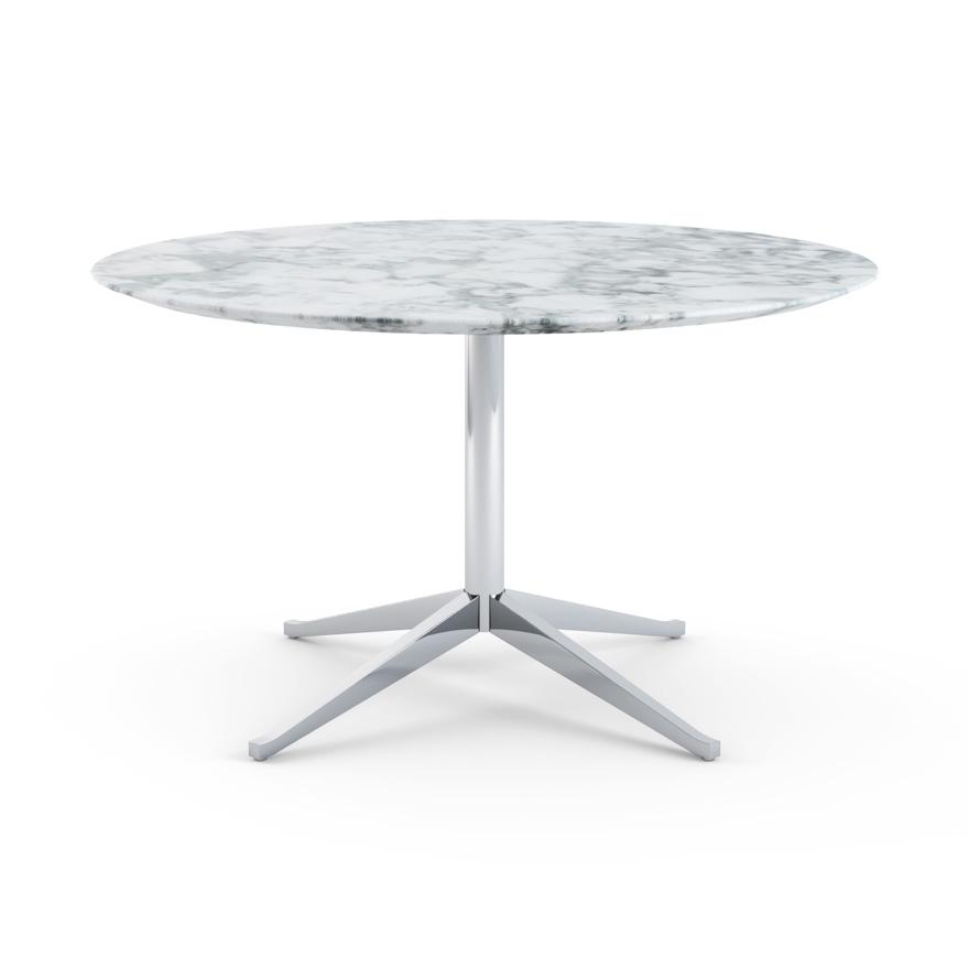 KNOLL table ronde FLORENCE KNOLL Ø 137 cm (Arabescato satin - Marbre et acier chromé)