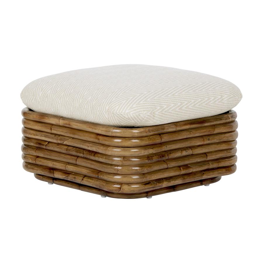 GUBI pouf pour l'extérieur BOHEMIAN 72 (Cat. D Chevron Outdoor FR Dedar 002 - Tissu et rotin)