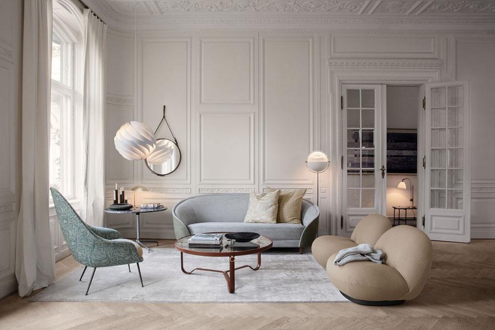 GUBI armchair with swivel base PACHA LOUNGE CHAIR