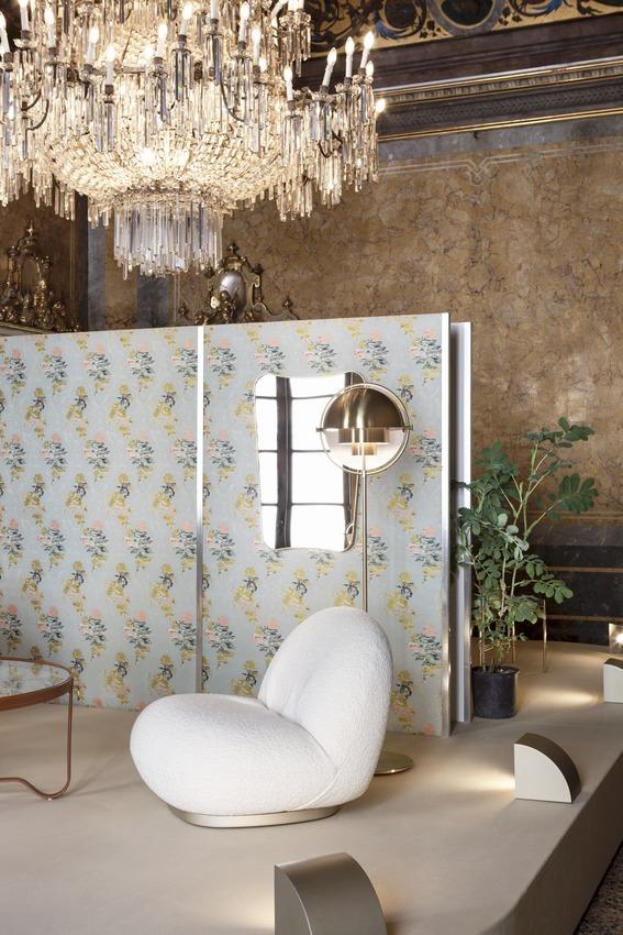 GUBI armchair with swivel base PACHA LOUNGE CHAIR