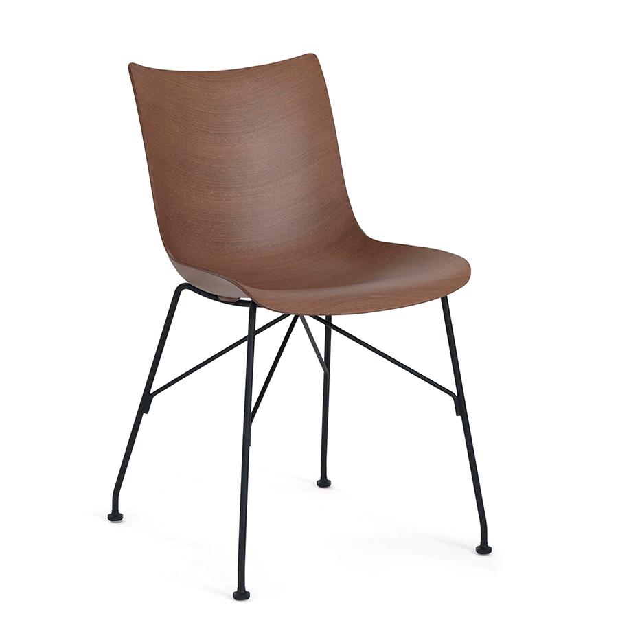 KARTELL chaise P/WOOD SMART WOOD (Foncé, base noire - bois palqué et acier)