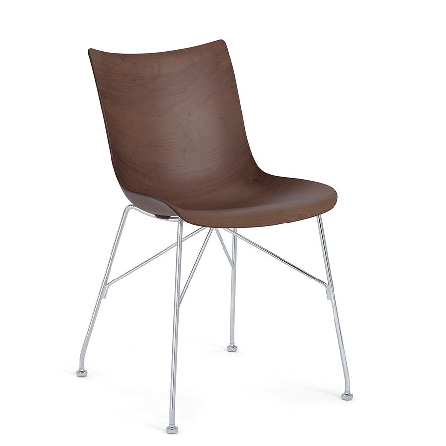 KARTELL chaise P/WOOD SMART WOOD (foncé, base chromée - frêne et acier)