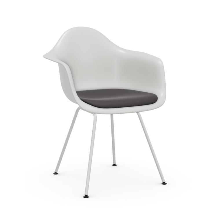 VITRA chaise fauteuil avec coussin et piètement blanche Eames Plastic Armchair DAX NOUVELLES DIMENSI