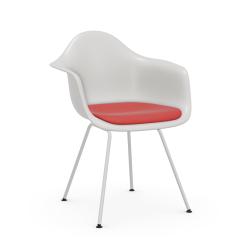 VITRA Eames Plastic Armchair with cushion and white base DAX NEW DIMENSIONS