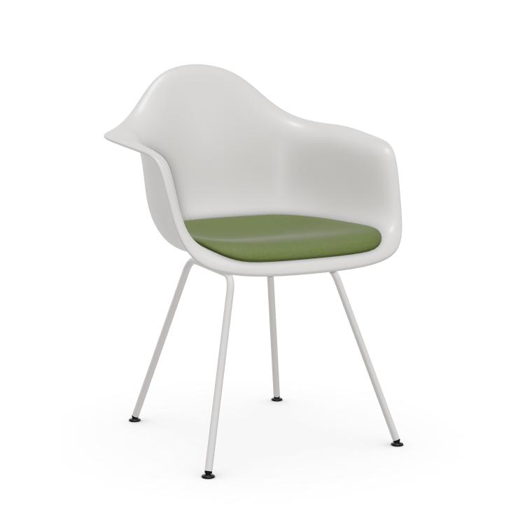 VITRA chaise fauteuil avec coussin et piètement blanche Eames Plastic Armchair DAX NOUVELLES DIMENSI