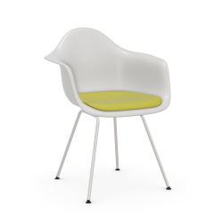 VITRA Eames Plastic Armchair with cushion and white base DAX NEW DIMENSIONS