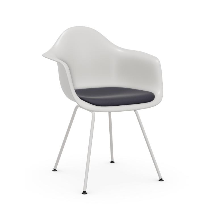 VITRA chaise fauteuil avec coussin et piètement blanche Eames Plastic Armchair DAX NOUVELLES DIMENSI
