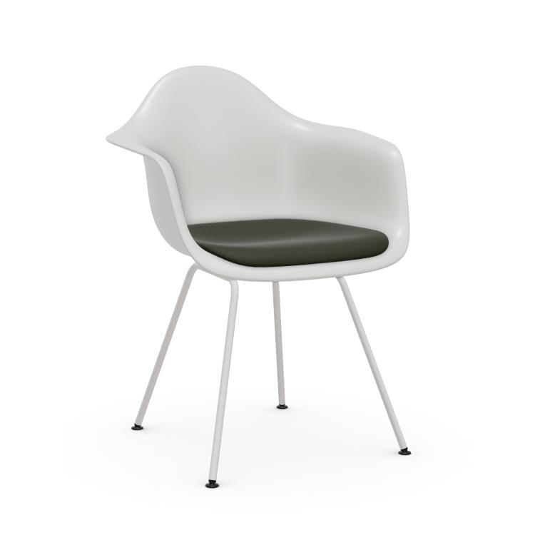 VITRA chaise fauteuil avec coussin et piètement blanche Eames Plastic Armchair DAX NOUVELLES DIMENSI