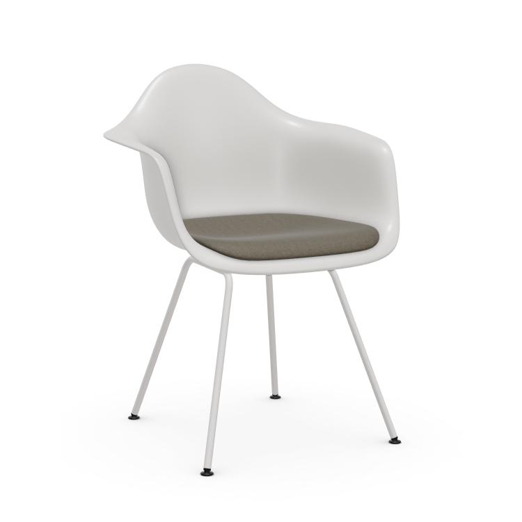 VITRA chaise fauteuil avec coussin et piètement blanche Eames Plastic Armchair DAX NOUVELLES DIMENSI