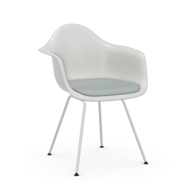VITRA chaise fauteuil avec coussin et piètement blanche Eames Plastic Armchair DAX NOUVELLES DIMENSI