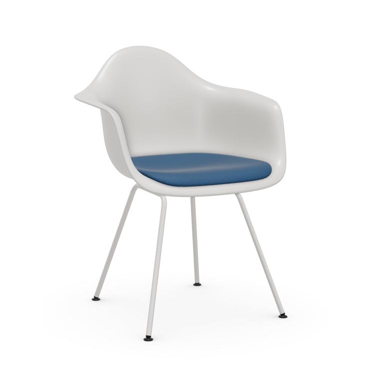 VITRA chaise fauteuil avec coussin et piètement blanche Eames Plastic Armchair DAX NOUVELLES DIMENSI