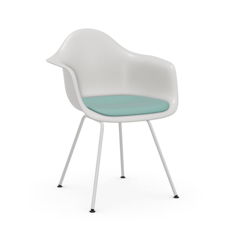 VITRA chaise fauteuil avec coussin et piètement blanche Eames Plastic Armchair DAX NOUVELLES DIMENSI