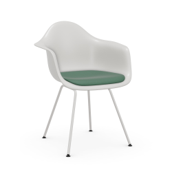 VITRA Eames Plastic Armchair with cushion and white base DAX NEW DIMENSIONS