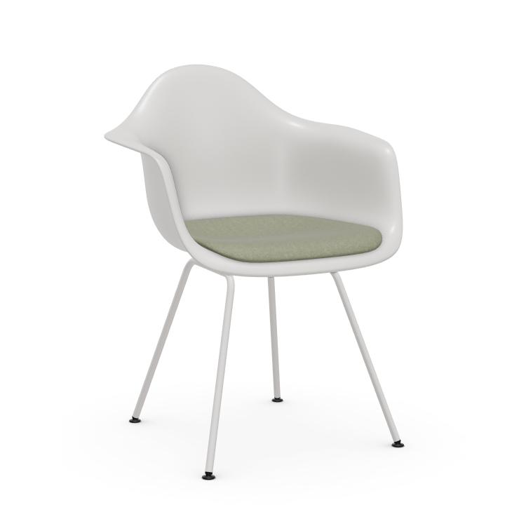 VITRA chaise fauteuil avec coussin et piètement blanche Eames Plastic Armchair DAX NOUVELLES DIMENSI