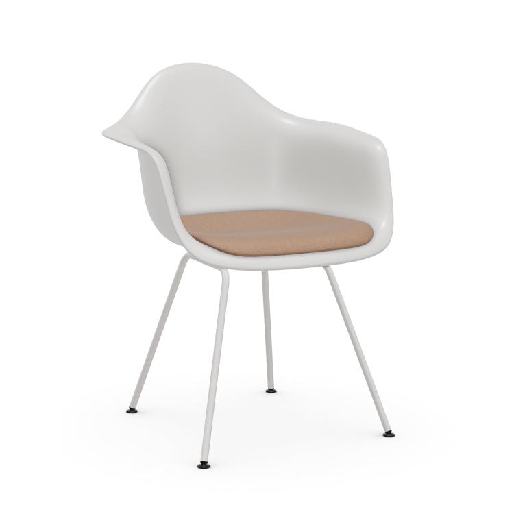 VITRA chaise fauteuil avec coussin et piètement blanche Eames Plastic Armchair DAX NOUVELLES DIMENSI