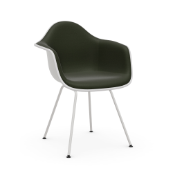 VITRA Eames Plastic Armchair with full padding and white base DAX NEW DIMENSIONS