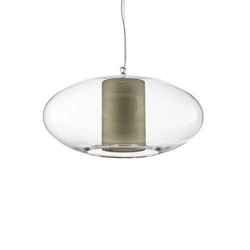MODOLUCE lampe à suspension ELLISSE 60 cm (Coton - PMMA transparent et tissu)