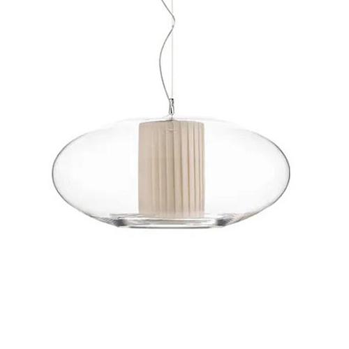 MODOLUCE lampe à suspension ELLISSE 60 cm (Plissé - PMMA transparent et tissu)