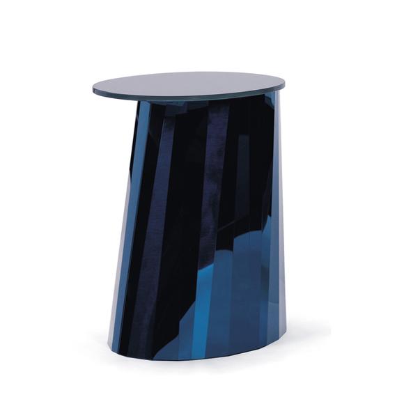 CLASSICON table basse haute PLI (Bleu - cristal et acier)