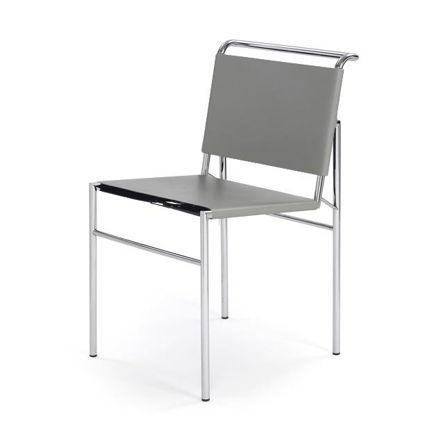 CLASSICON chaise ROQUEBRUNE (Gris - cuir et acier chromé)