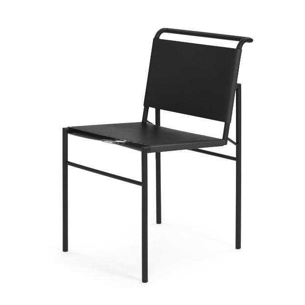 CLASSICON chaise ROQUEBRUNE (Noir - Cuir et acier verni noir)