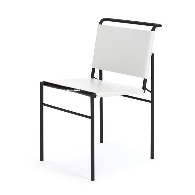 CLASSICON chaise ROQUEBRUNE (Blanc - Cuir et acier verni noir)