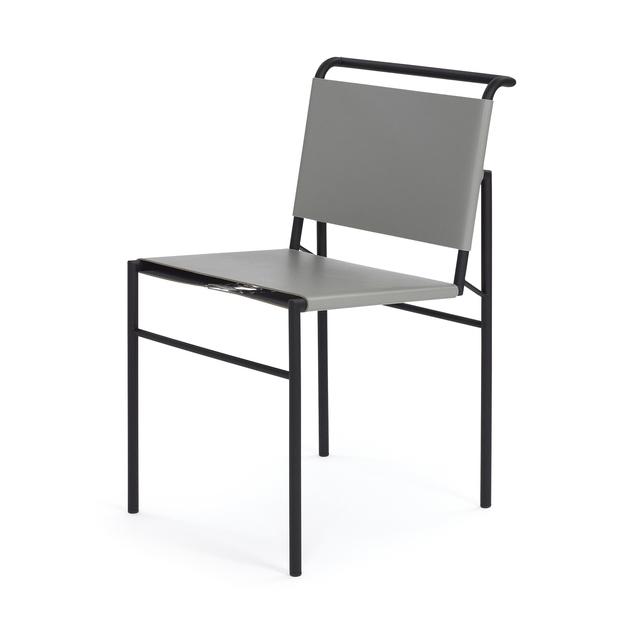 CLASSICON chaise ROQUEBRUNE (Gris - Cuir et acier verni noir)