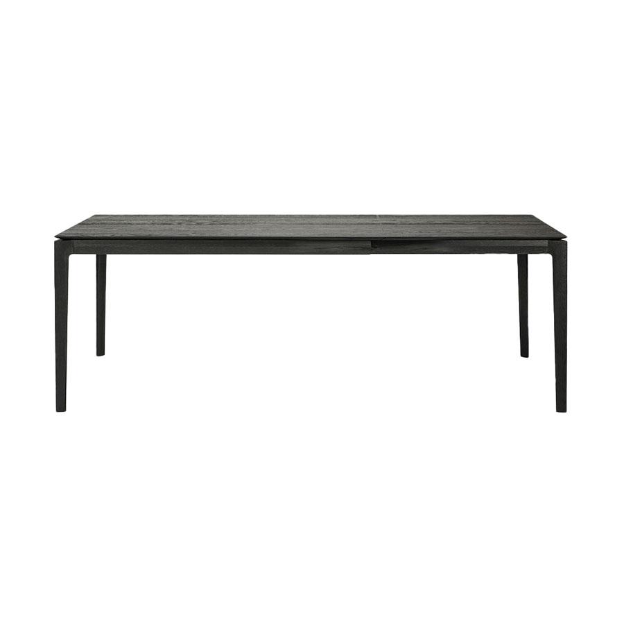 ETHNICRAFT table extensible à rallonge BOK (140/220 x 90 x 76 cm - Chêne teint noir)