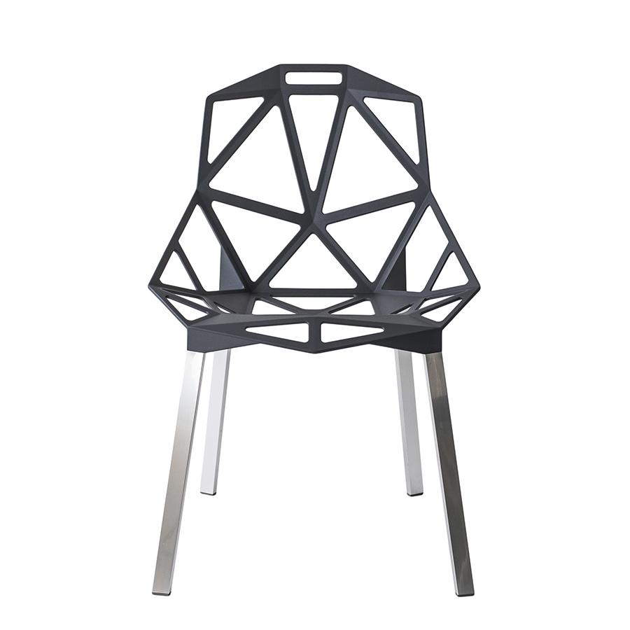 MAGIS set de 2 chaises CHAIR_ONE (Gris anthracite métallisé, pieds en aluminium anodisé - Aluminium)