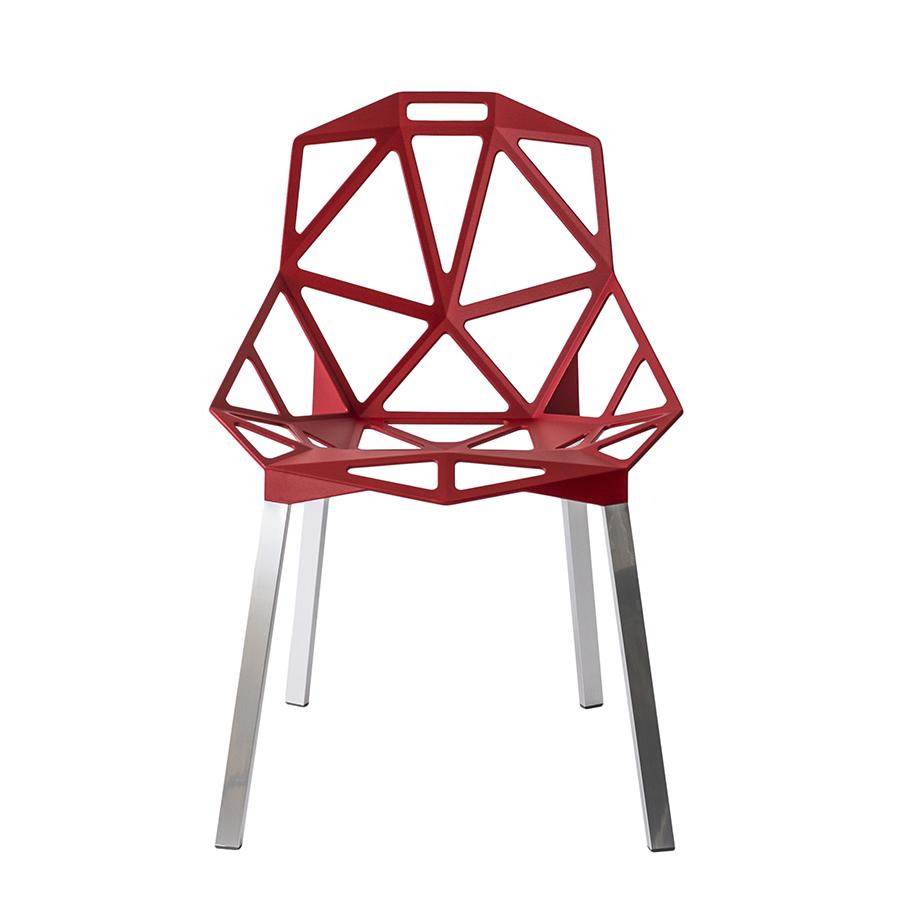 MAGIS set de 2 chaises CHAIR_ONE (Rouge, pieds en aluminium anodisé - Aluminium)
