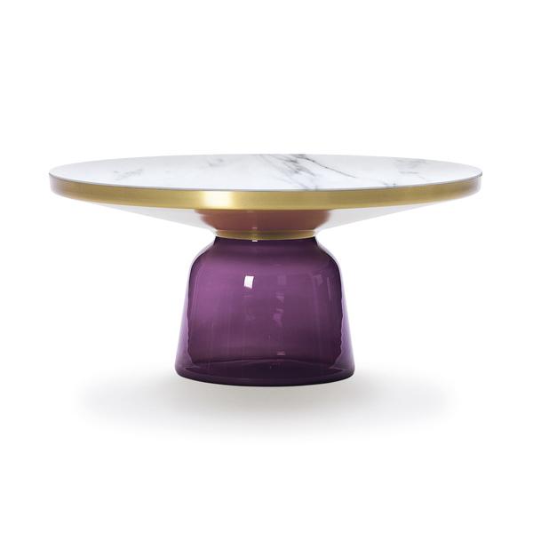 CLASSICON table BELL COFFEE TABLE avec la structure en laiton (Violet améthyste - Plateau en marbre 