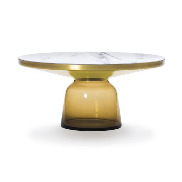 CLASSICON table BELL COFFEE TABLE avec la structure en laiton (Ambre - Plateau en marbre Bianco Carr