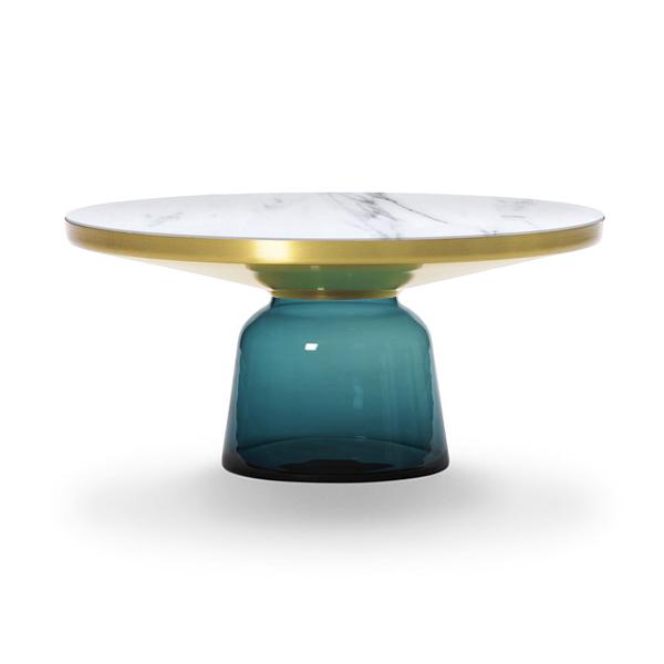 CLASSICON table BELL COFFEE TABLE avec la structure en laiton (bleu Montana - Plateau en marbre Bian