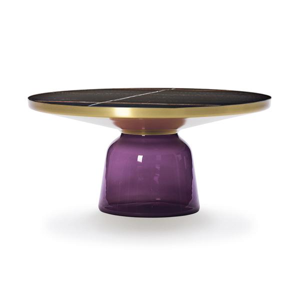 CLASSICON table BELL COFFEE TABLE avec la structure en laiton (Violet améthyste - Plateau en marbre 