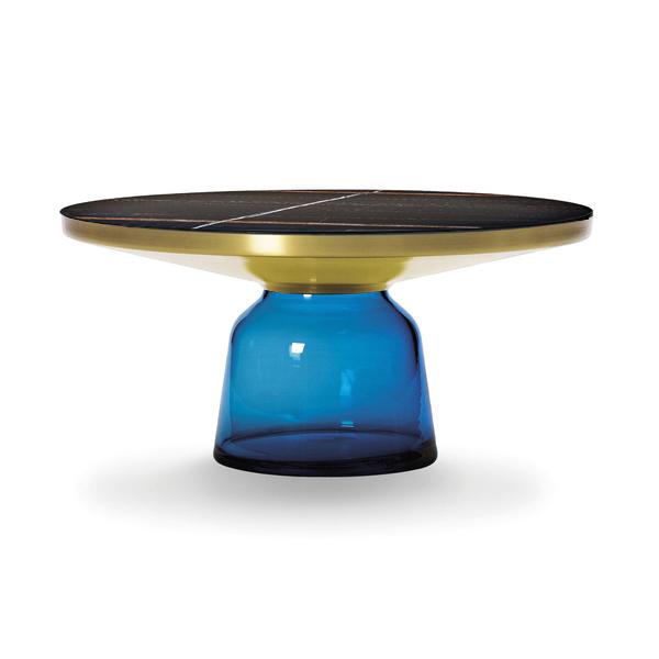CLASSICON table BELL COFFEE TABLE avec la structure en laiton (Bleu saphir - Plateau en marbre Sahar