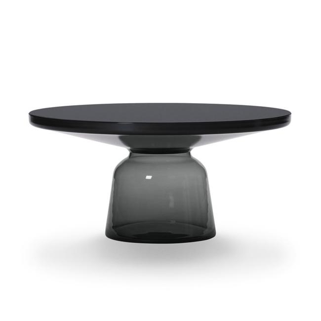 CLASSICON table BELL COFFEE TABLE avec la structure en acier noir (gris quartz - Plateau en cristal 