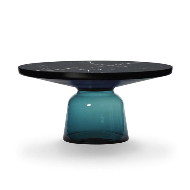 CLASSICON table BELL COFFEE TABLE avec la structure en acier noir (bleu Montana - Plateau en marbre 